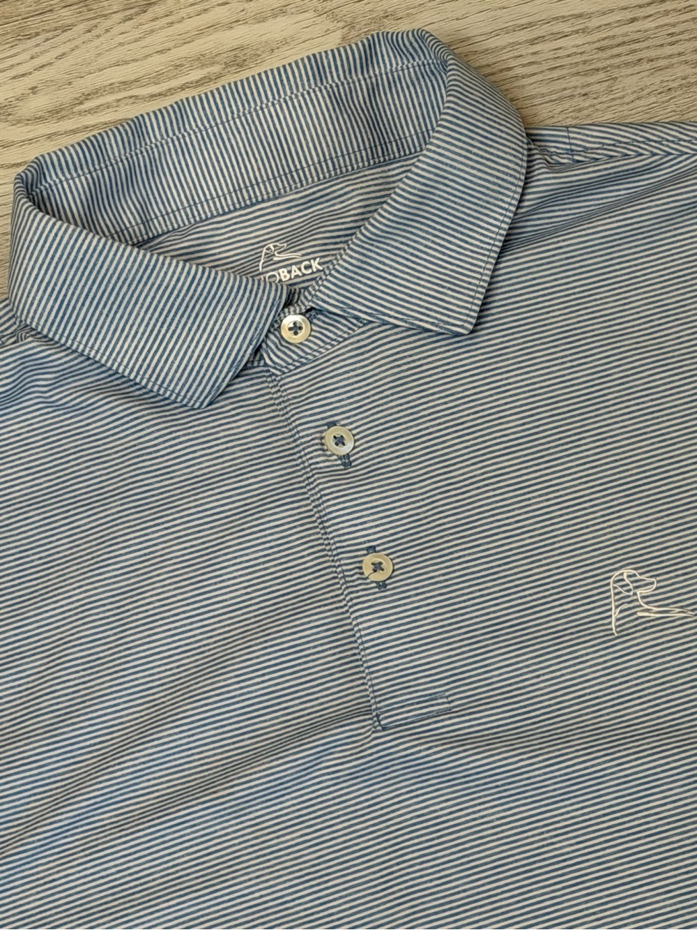 Rhoback Fleet Navy and White Mini-Stripe Short Sleeve Performance Polo